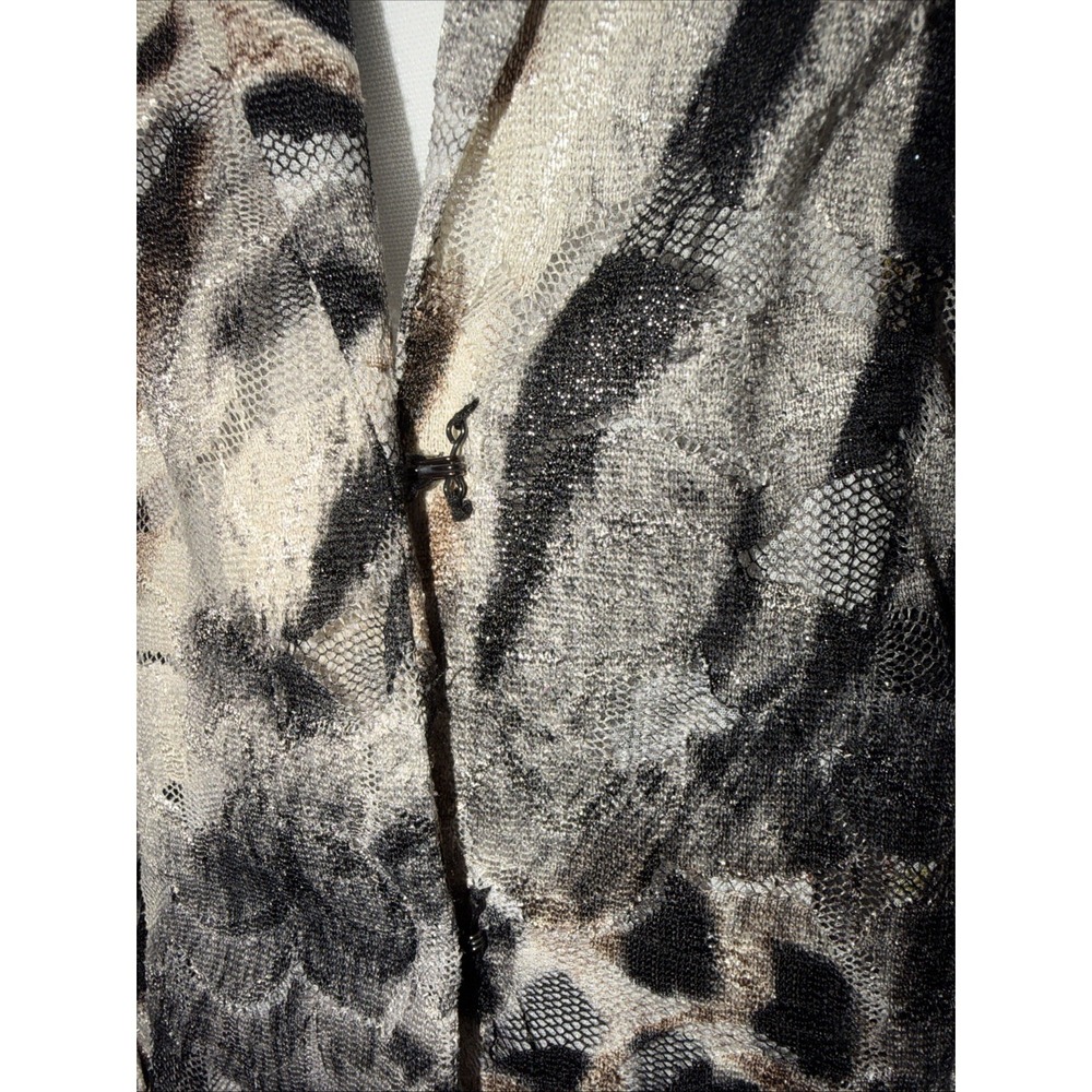 Alberto Makali Leopard Print Lace Blazer Womens L Brown Pockets Mob Wife 3/4 - Picture 7 of 11